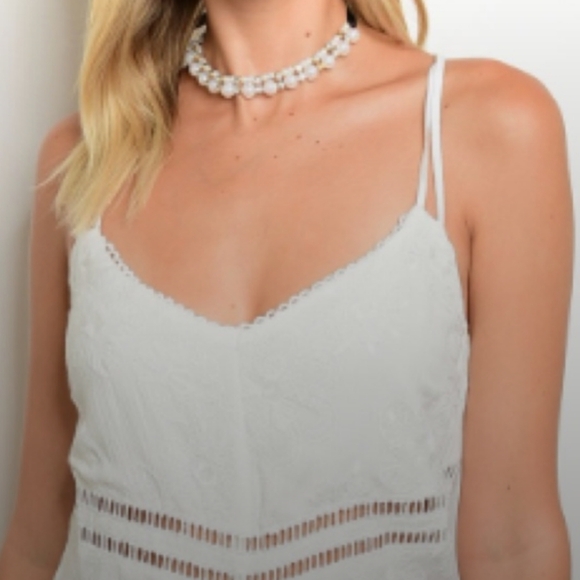 New White Romper Scoop Neck Sleeveless crochet  sz M  NWT - Picture 4 of 8